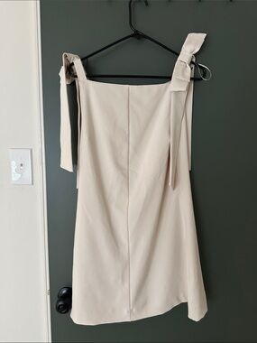 glam Cream One-Shoulder Tie-Shoulder Dress